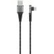 Câble Textile USB-C™ vers USB-A avec Fiches Métalliques (Gris Sidéral/Argent), 90°, 1 m