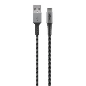 Câble Textile USB-C™ vers USB-A avec Fiches Métalliques 2 m